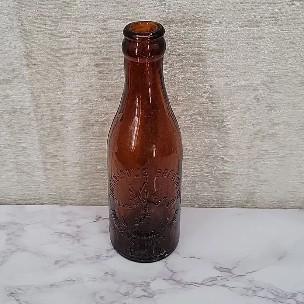 Indianapolis BrewingโCo Amber Beer Bottle Vintage AdvertisingโDecor